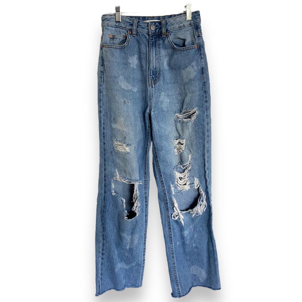 PacSun‎ Womens Jeans Sz 25 90s Boyfriend Distressed Bleached Ripped Baggy